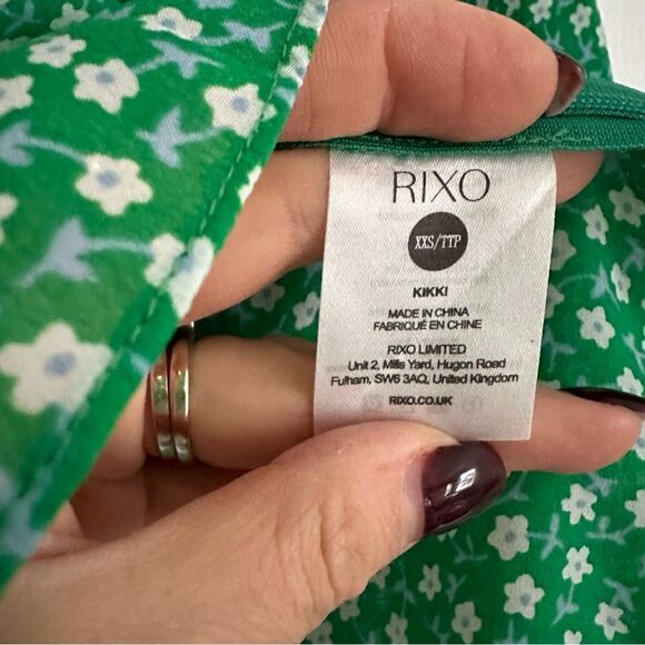 Rixo London Green Floral Kikki Top Silk Blend - Picture 8 of 10